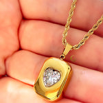 Bold Crystal Heart Pendant Necklace on Rope Chain