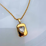 Bold Crystal Heart Pendant Necklace on Rope Chain