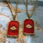 Gold Enamel Evil Eye Statement Necklace