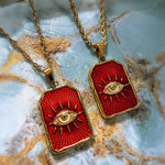 Gold Enamel Evil Eye Statement Necklace