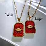 Gold Enamel Evil Eye Statement Necklace