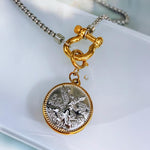 Two-Tone Coin Pendant Necklace with Toggle Clasp