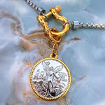 Two-Tone Coin Pendant Necklace with Toggle Clasp